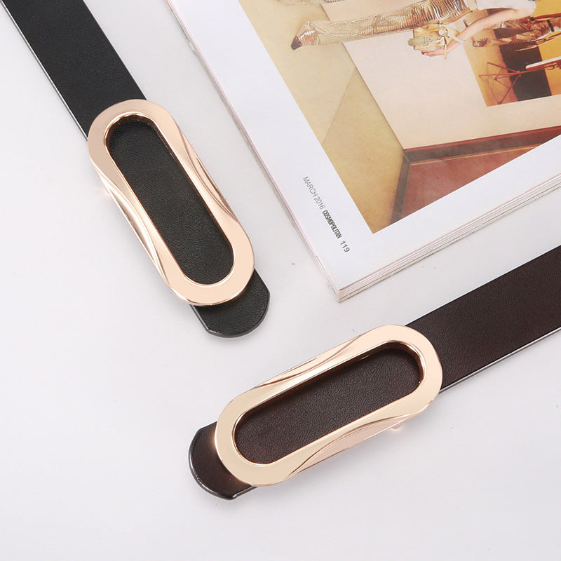 Women's Simple Smooth Buckle Fashion Decorative Band Korean Style Belts