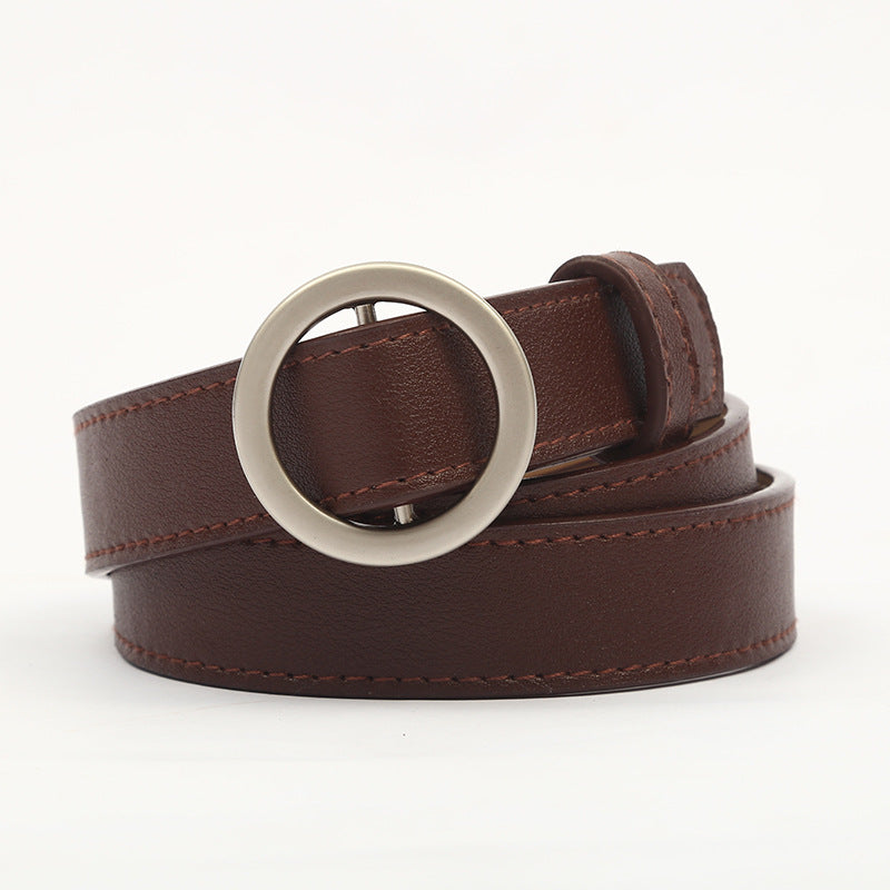 Women's Round Buckle Simple Pant Female Ornament Belts