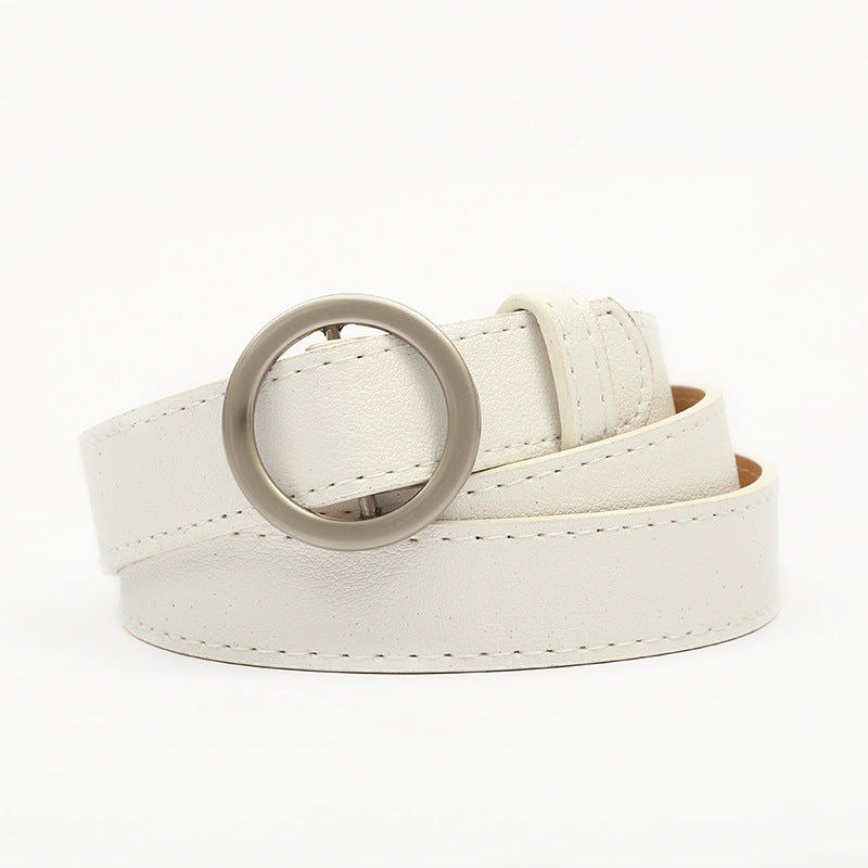 Women's Round Buckle Simple Pant Female Ornament Belts