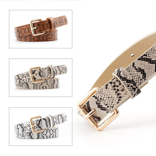 Women's Retro Thin Snake Pattern Jeans Dress Belts