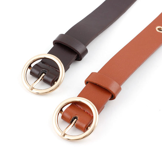 Women's Korean Style Round Buckle Fashion Ladies Belts