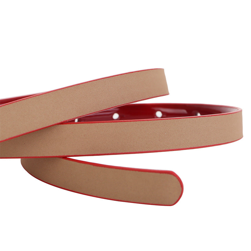 Women's Leather Thin Fashion Patent U-shaped Buckle Belts