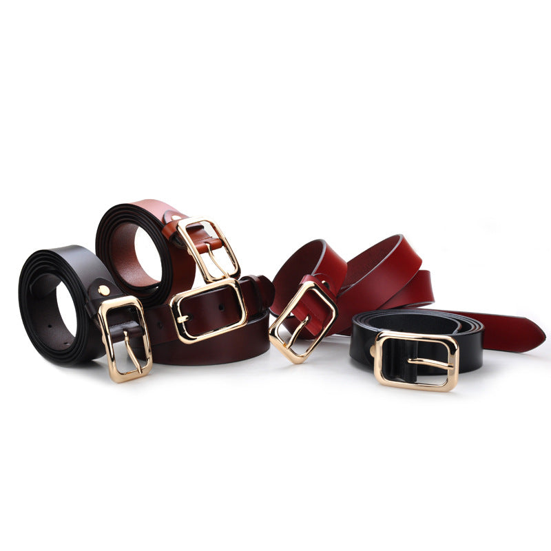 Women's Leather Fashion Pin Buckle Pants Cowhide Belts