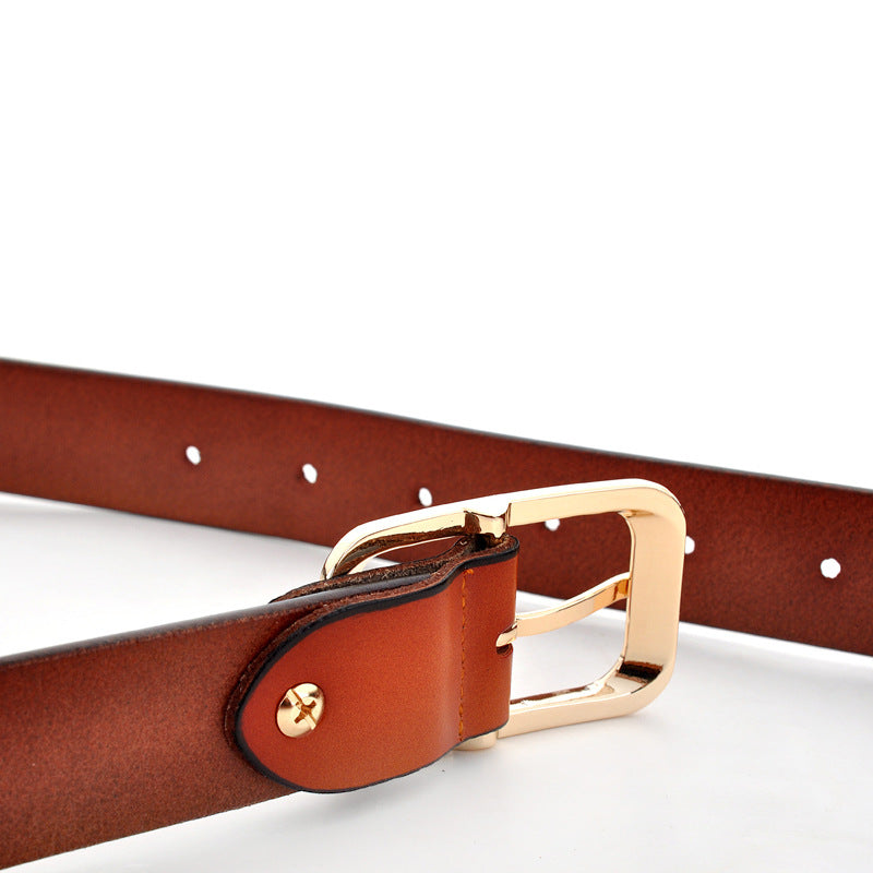 Women's Leather Fashion Pin Buckle Pants Cowhide Belts