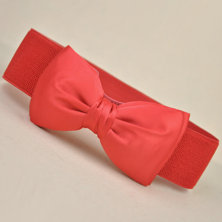 Women's Fashion Fabric Bow Waist Seal Width Belts