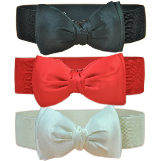 Women's Fashion Fabric Bow Waist Seal Width Belts