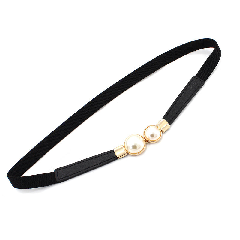 Women's Pair Of Buckles Elastic Thin Waist Belts