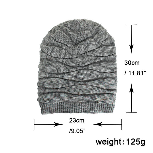 Men's Knitted Woolen Winter Fleece-lined Warm Yarn Hats & Caps