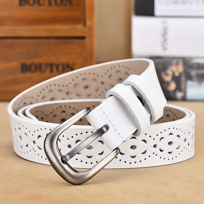 Women's Leather Korean Style Hollow Pin Buckle Belts