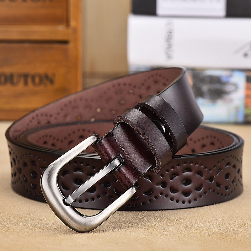 Women's Leather Korean Style Hollow Pin Buckle Belts