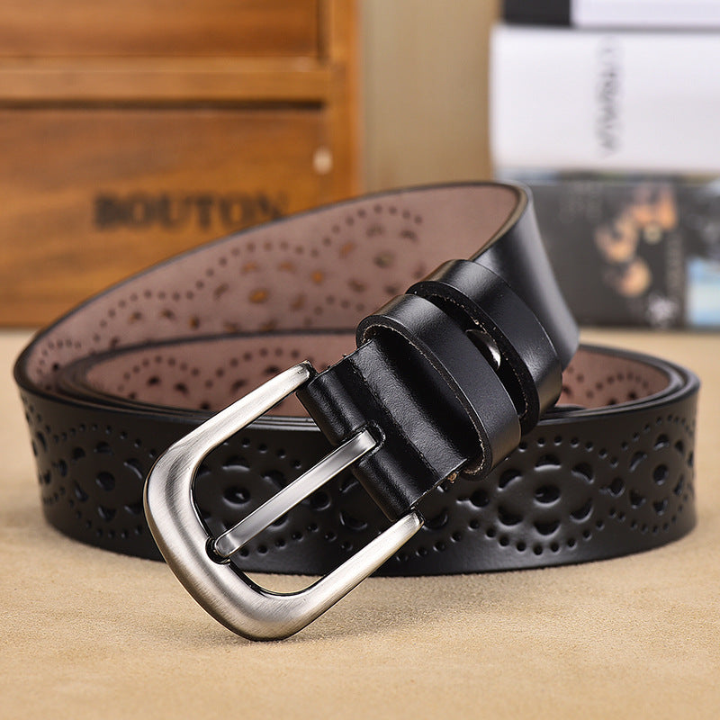 Women's Leather Korean Style Hollow Pin Buckle Belts