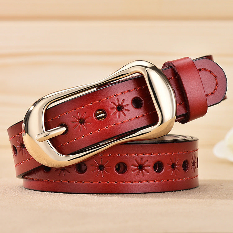 Women's Authentic Leather Hollow Out Versatile Cowhide Belts