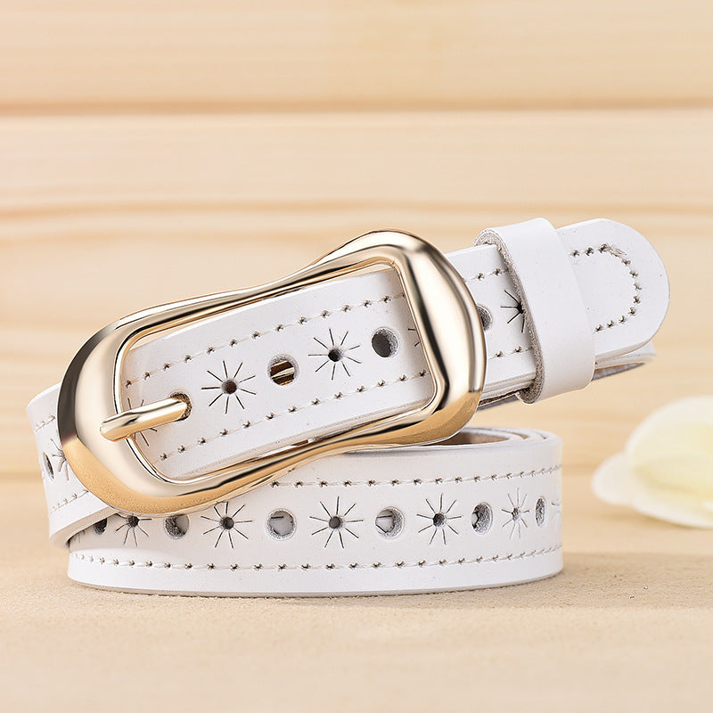 Women's Authentic Leather Hollow Out Versatile Cowhide Belts