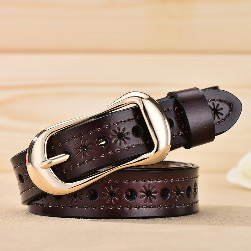 Women's Authentic Leather Hollow Out Versatile Cowhide Belts