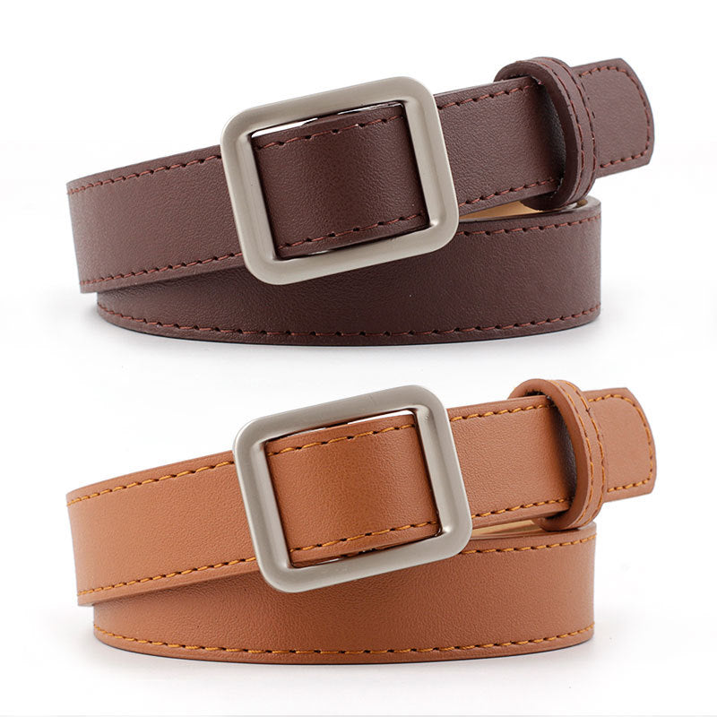 Women's Korean Square Buckle Simple Retro Style Belts