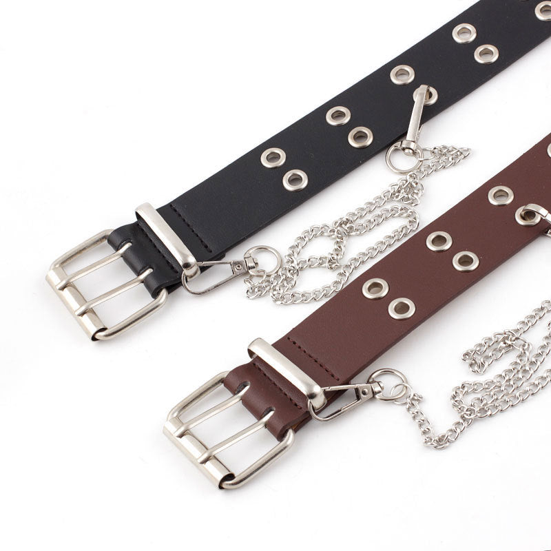 Row Air Hole Chain Clause Korean Belts