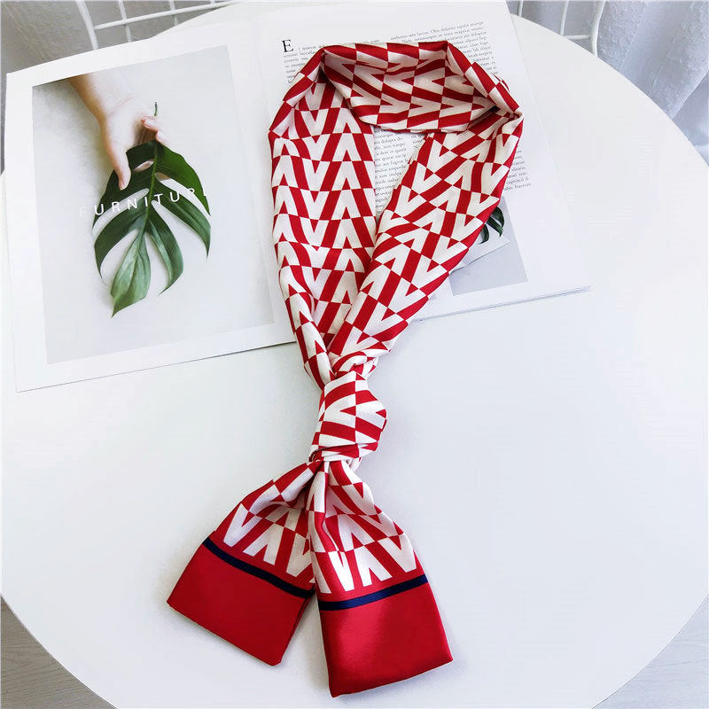 Women's Small Silk Autumn Summer Versatile Double-sided Decorations Scarfs