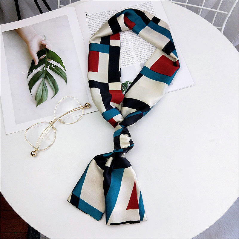 Women's Small Silk Autumn Summer Versatile Double-sided Decorations Scarfs