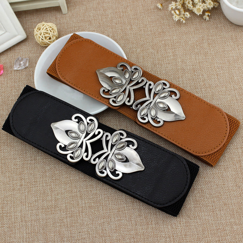 Women's Of Buckles Dress Decorative Waist Tight Elastic Belts