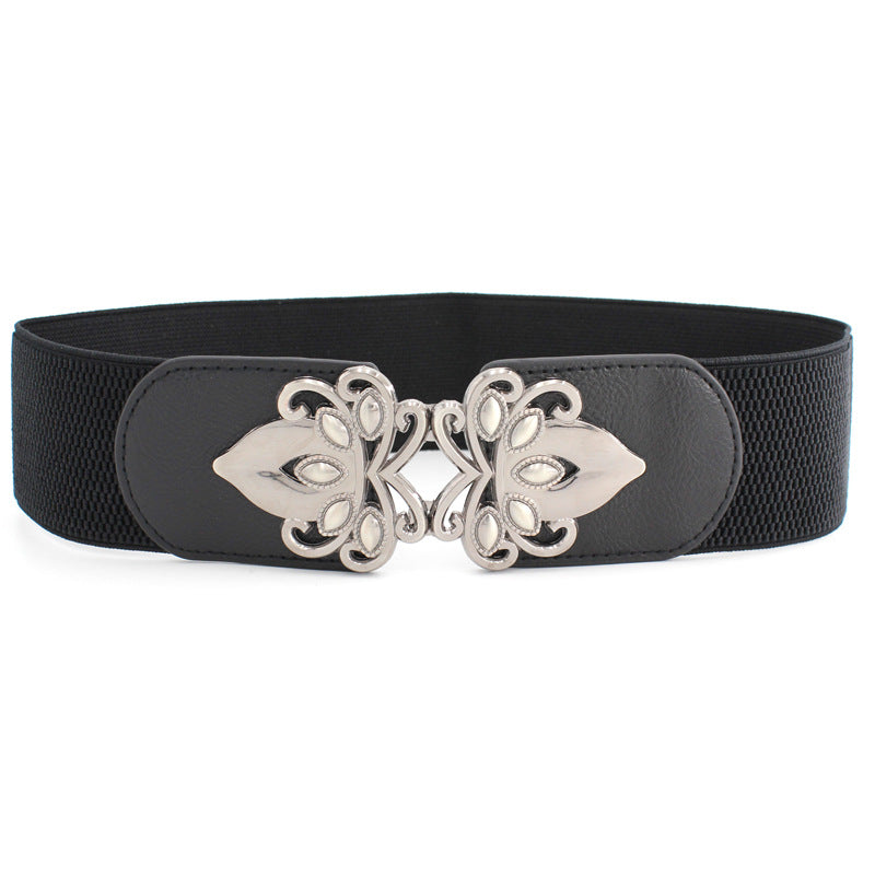 Women's Of Buckles Dress Decorative Waist Tight Elastic Belts