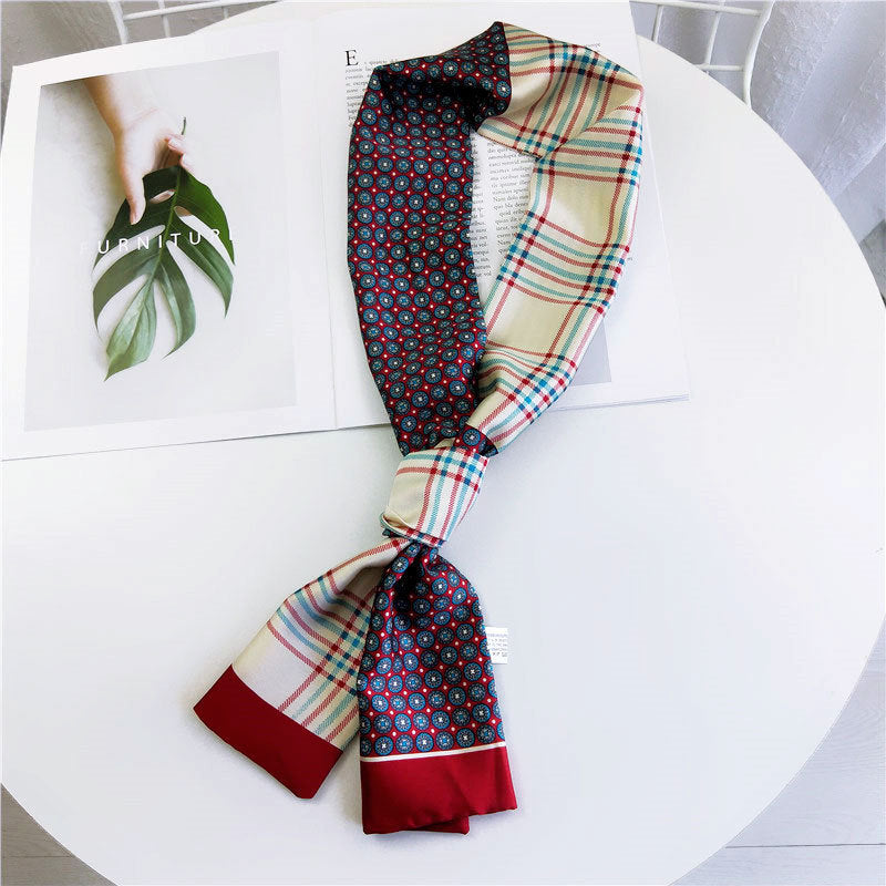 Women's Small Silk Autumn Summer Versatile Double-sided Decorations Scarfs