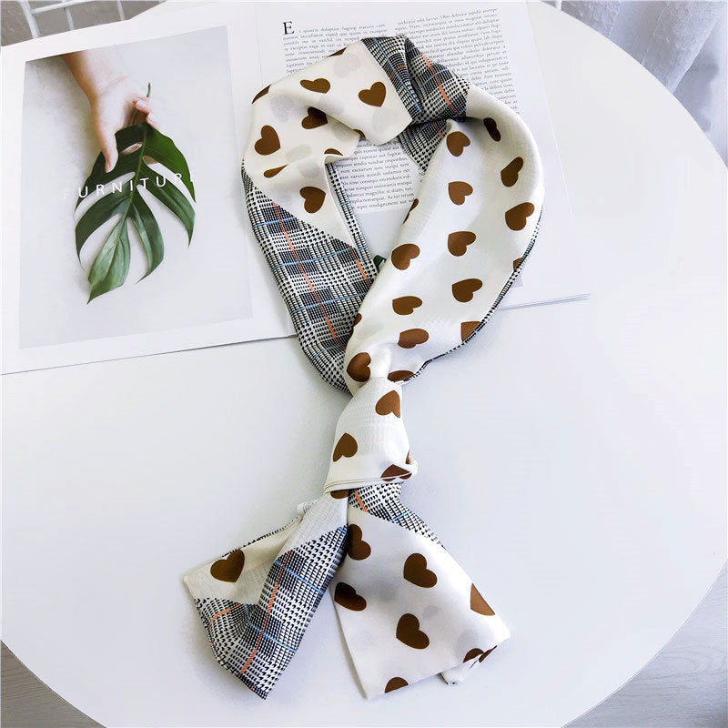 Women's Small Silk Autumn Summer Versatile Double-sided Decorations Scarfs