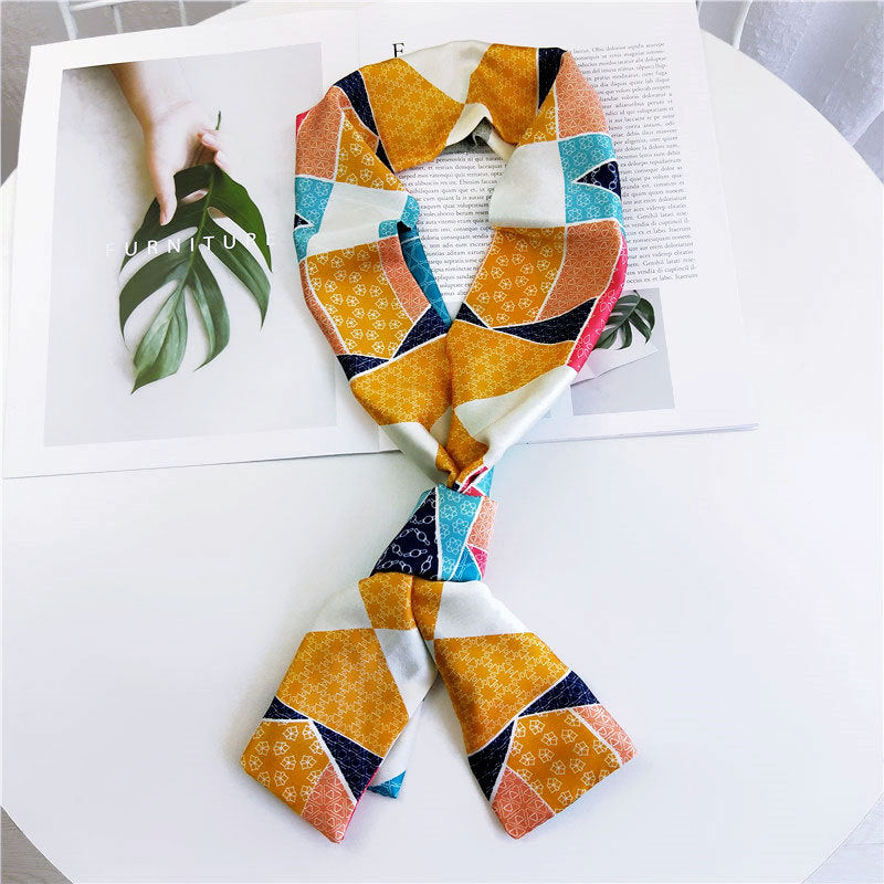 Women's Small Silk Autumn Summer Versatile Double-sided Decorations Scarfs