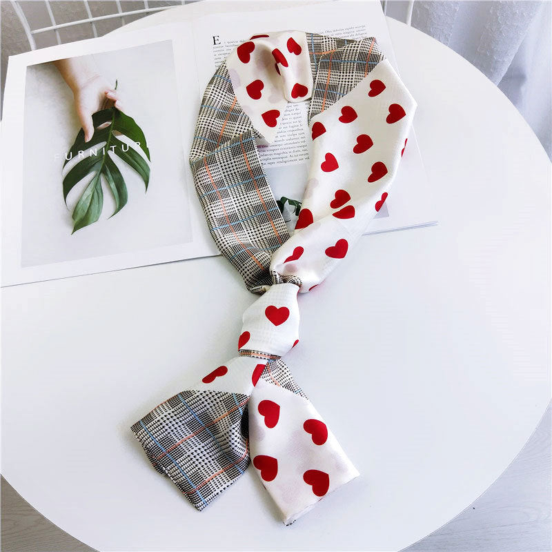 Women's Small Silk Autumn Summer Versatile Double-sided Decorations Scarfs