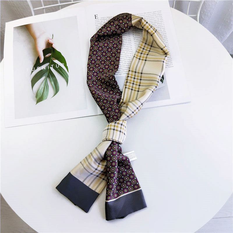 Women's Small Silk Autumn Summer Versatile Double-sided Decorations Scarfs