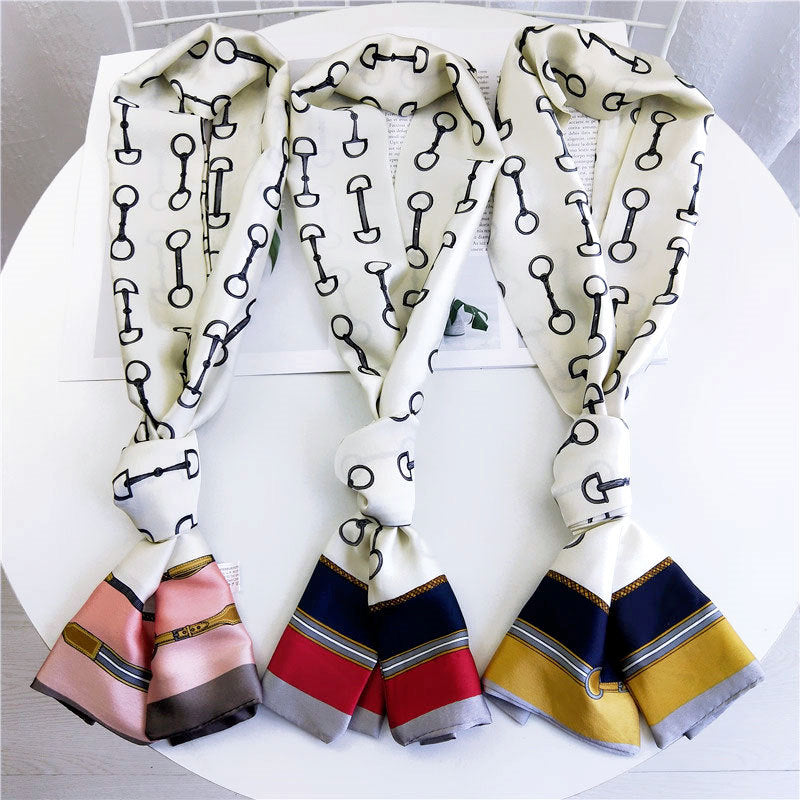 Women's Small Silk Autumn Summer Versatile Double-sided Decorations Scarfs