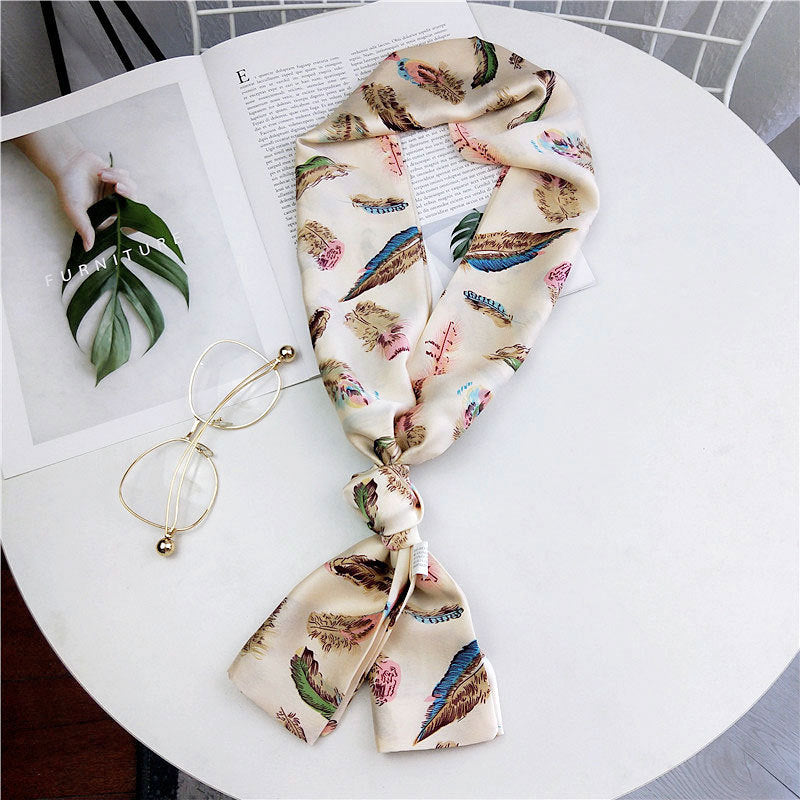 Women's Small Silk Autumn Summer Versatile Double-sided Decorations Scarfs