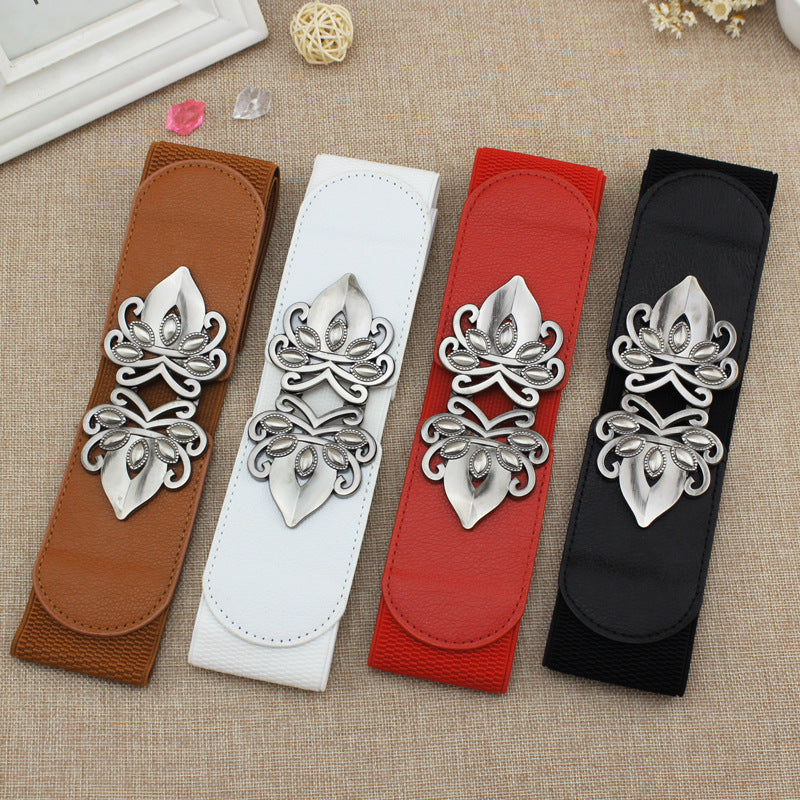 Women's Of Buckles Dress Decorative Waist Tight Elastic Belts