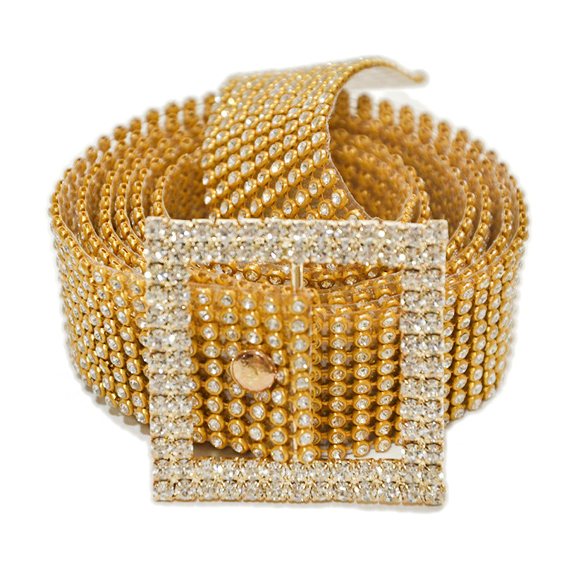 Women's Diamond Band Rows Full Rhinestone Inlaid Belts