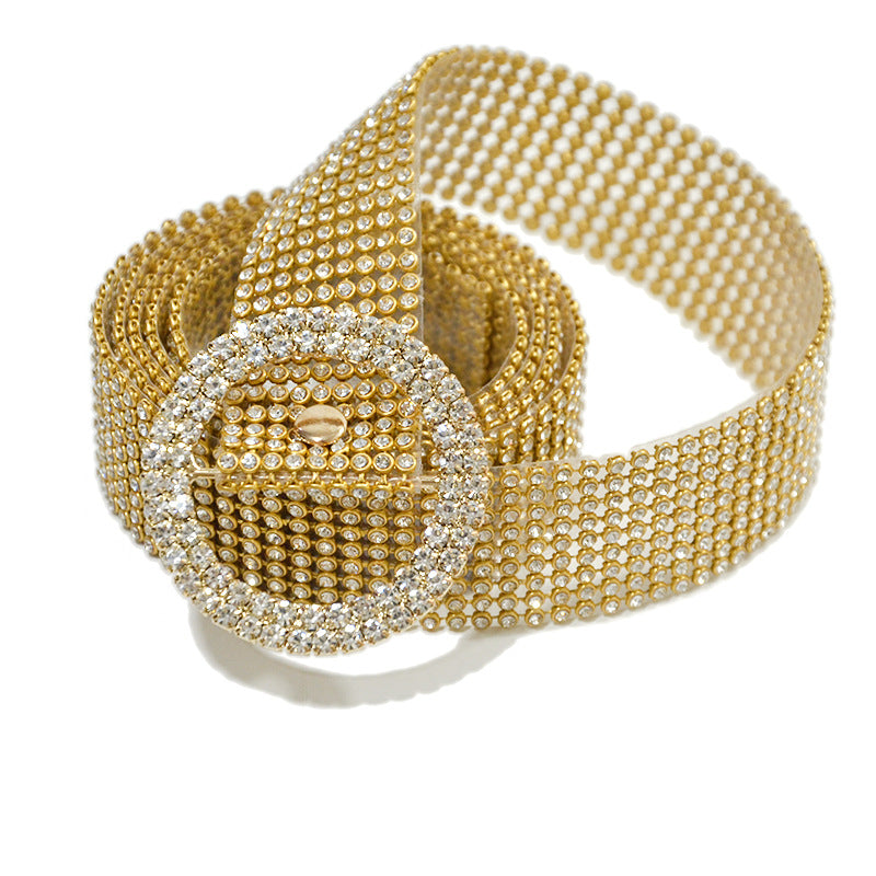 Women's Diamond Band Rows Full Rhinestone Inlaid Belts