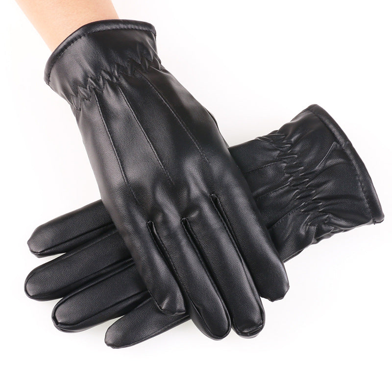 Women's & Men's Leather Touch Screen Fleece-lined Thickened Cold Protection Gloves