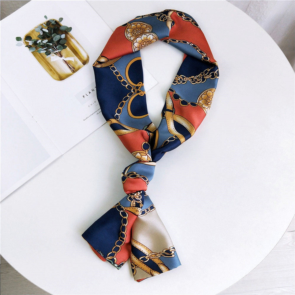 Women's Small Silk Autumn Summer Versatile Double-sided Decorations Scarfs