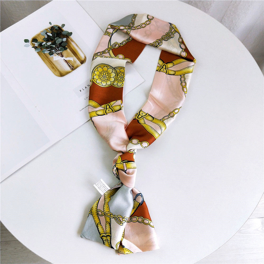 Women's Small Silk Autumn Summer Versatile Double-sided Decorations Scarfs