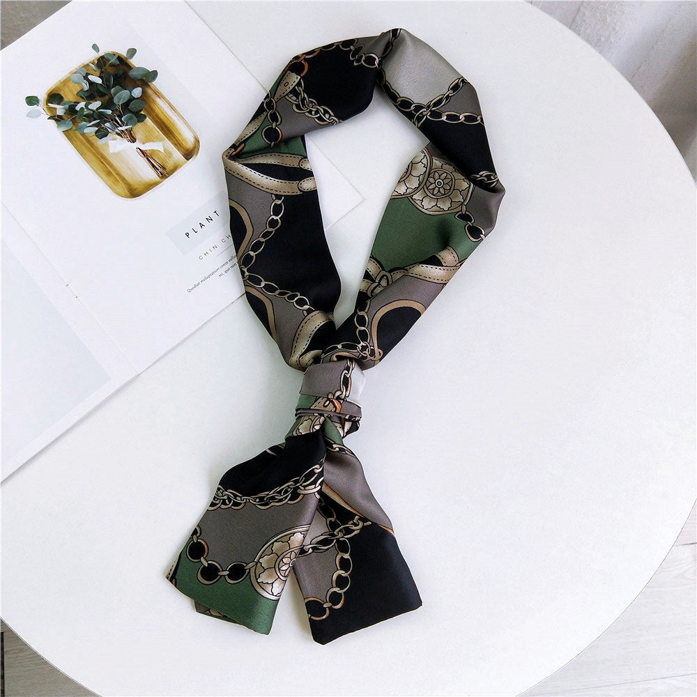 Women's Small Silk Autumn Summer Versatile Double-sided Decorations Scarfs