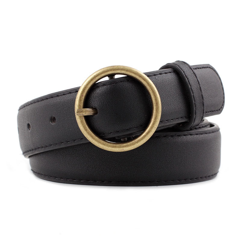 Women's Korean Retro Alloy Round Buckle Casual Belts