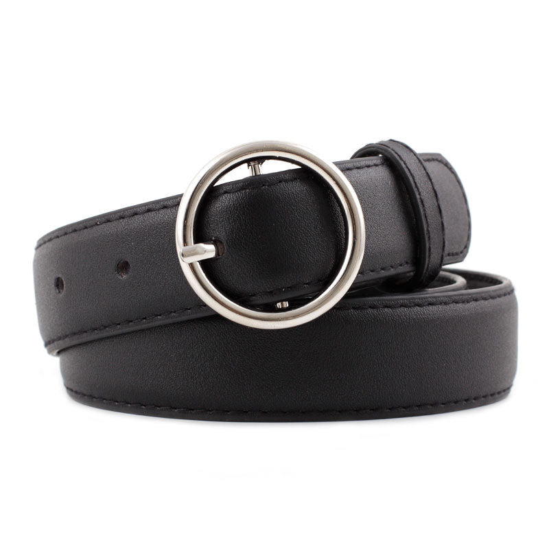 Women's Korean Retro Alloy Round Buckle Casual Belts