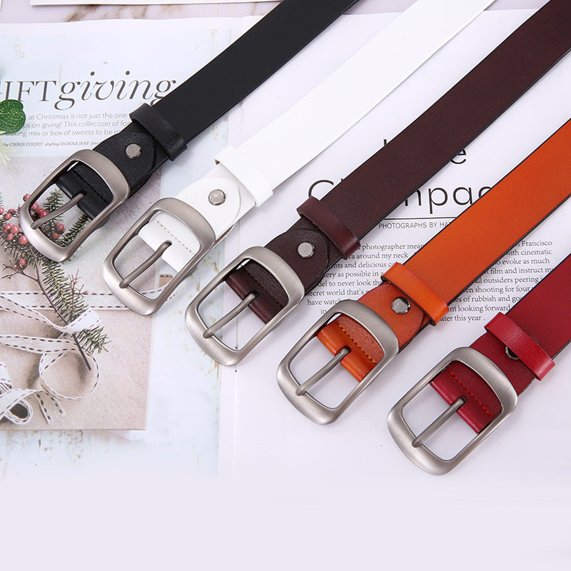 Women's & Men's Cowhide Business Casual Pin Buckle Pure Belts