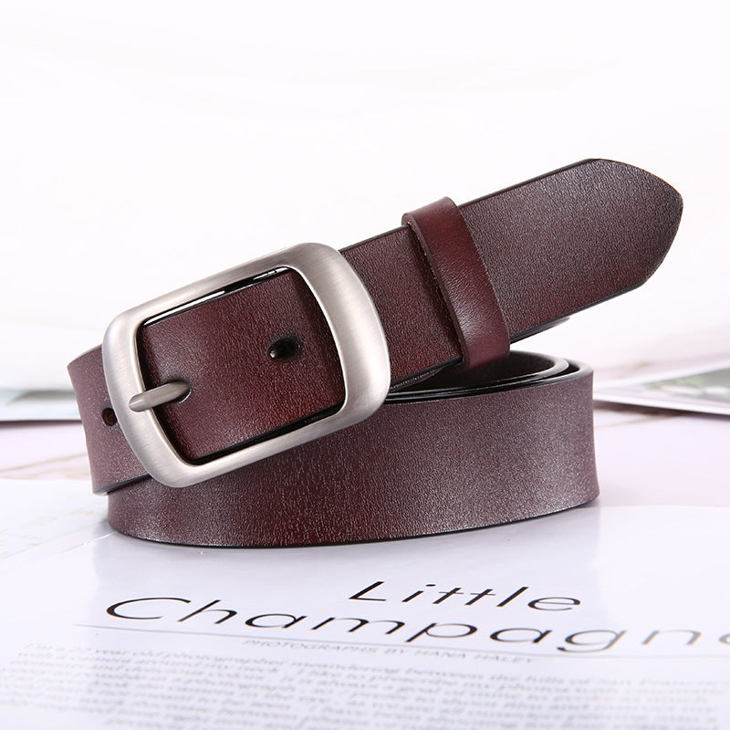 Women's & Men's Cowhide Business Casual Pin Buckle Pure Belts