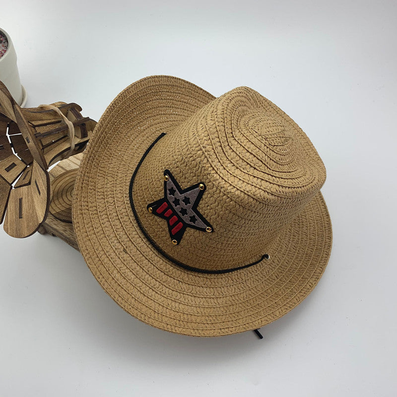 Children's Summer Korean Style Western Cowboy Hat Straw Boys Kids' Headwear