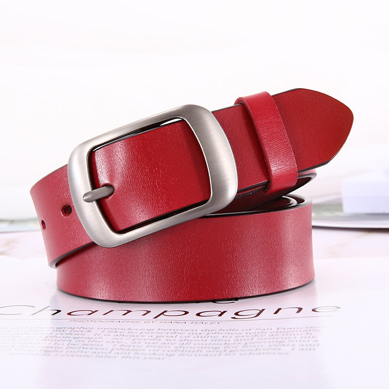 Women's & Men's Cowhide Business Casual Pin Buckle Pure Belts