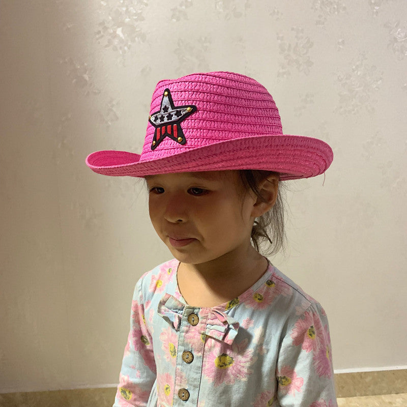 Children's Summer Korean Style Western Cowboy Hat Straw Boys Kids' Headwear