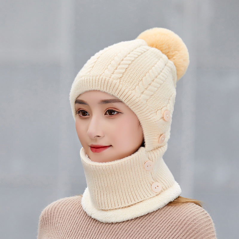 Women's Keeping Hat Knitted Mask Hooded Suit Outdoor Hats & Caps