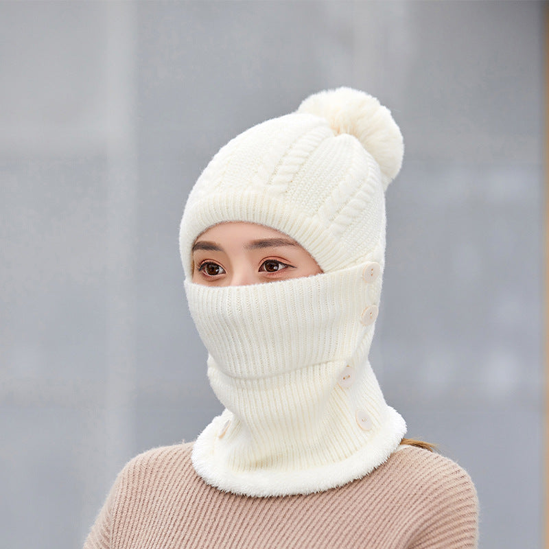 Women's Keeping Hat Knitted Mask Hooded Suit Outdoor Hats & Caps