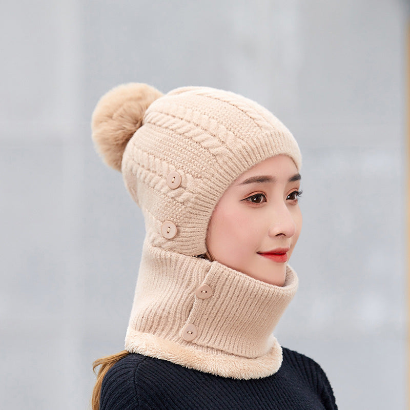 Women's Keeping Hat Knitted Mask Hooded Suit Outdoor Hats & Caps