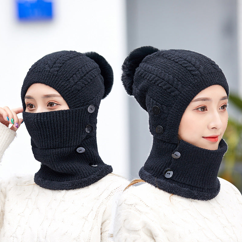 Women's Keeping Hat Knitted Mask Hooded Suit Outdoor Hats & Caps