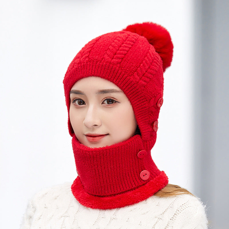 Women's Keeping Hat Knitted Mask Hooded Suit Outdoor Hats & Caps